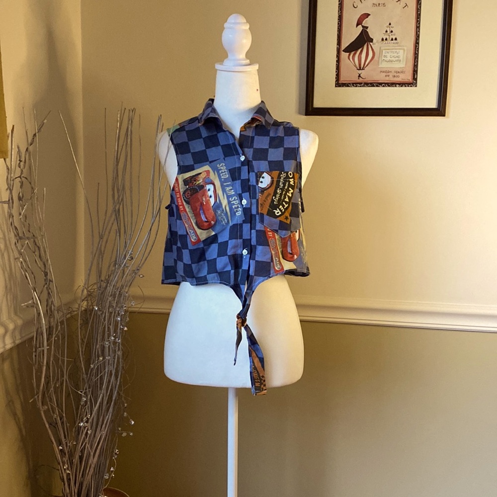 Disney Pixar Cars Women’s Button/Front Tie Cropped Top / Small by Urban Renewal